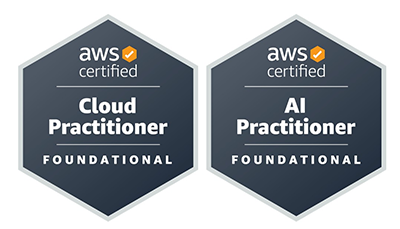 AWS Certified Cloud Practitioner and AI Practitioner Foundational badges