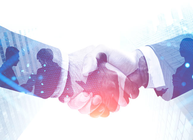 Futuristic handshake